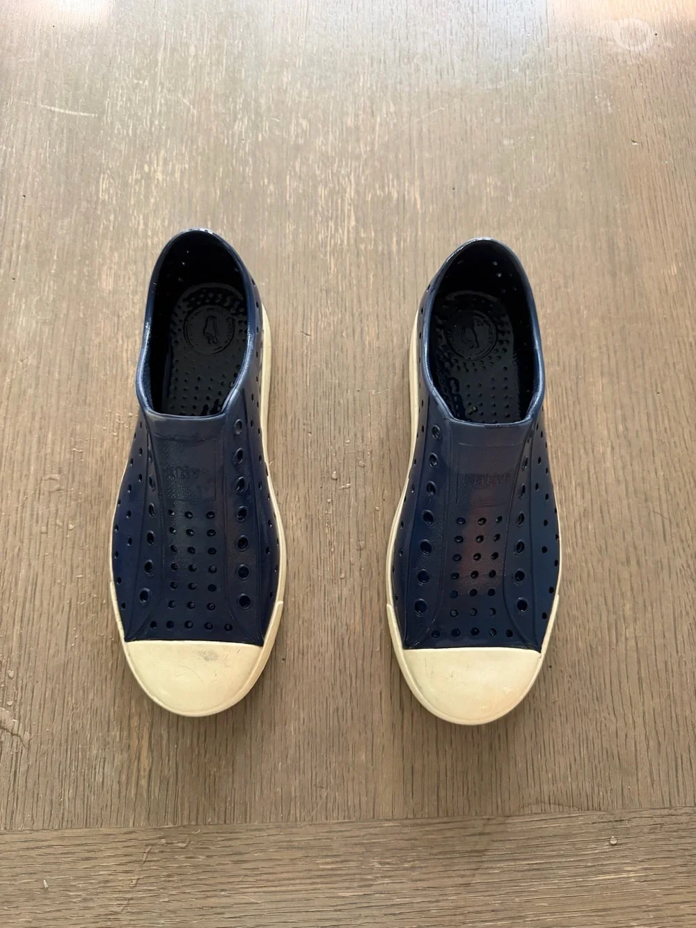 Native Kids Water Shoes Navy Blue with Cream Sole